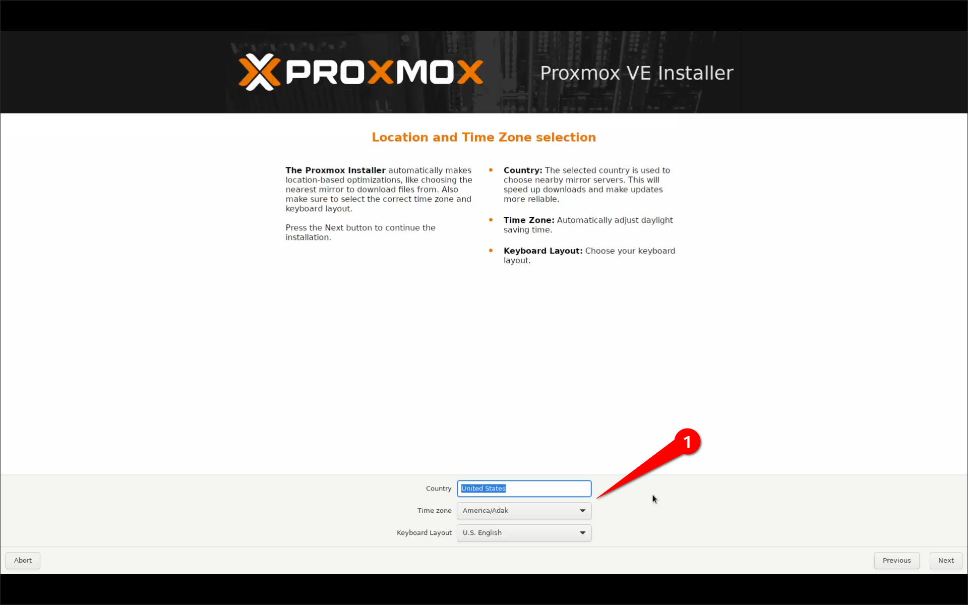 Proxmox-Locale settings